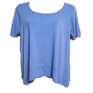 J. Jill Wearever Collection Short Sleeve Scoop Neck Top Light Blue XSP XS Petite